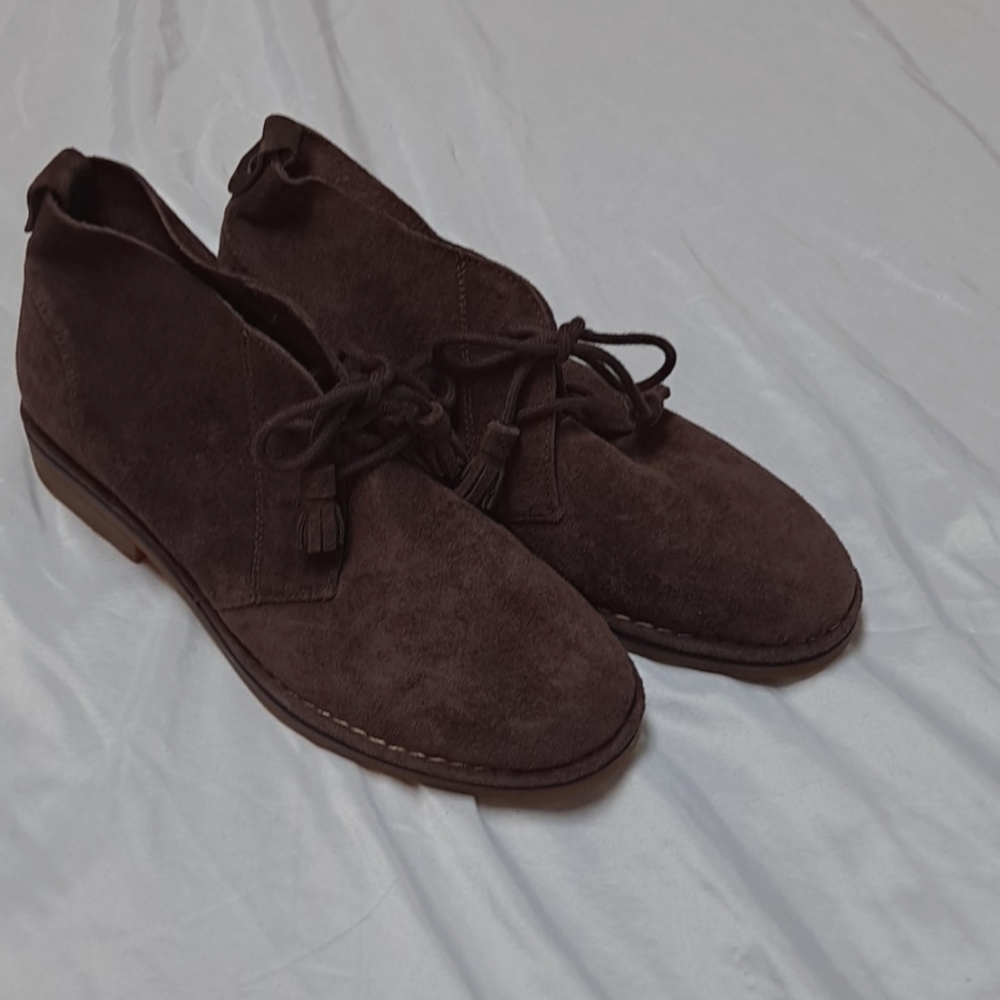 Hush Puppies Purple‎ Suede Chukka Boho Fall Autumn Booties Size 9.5